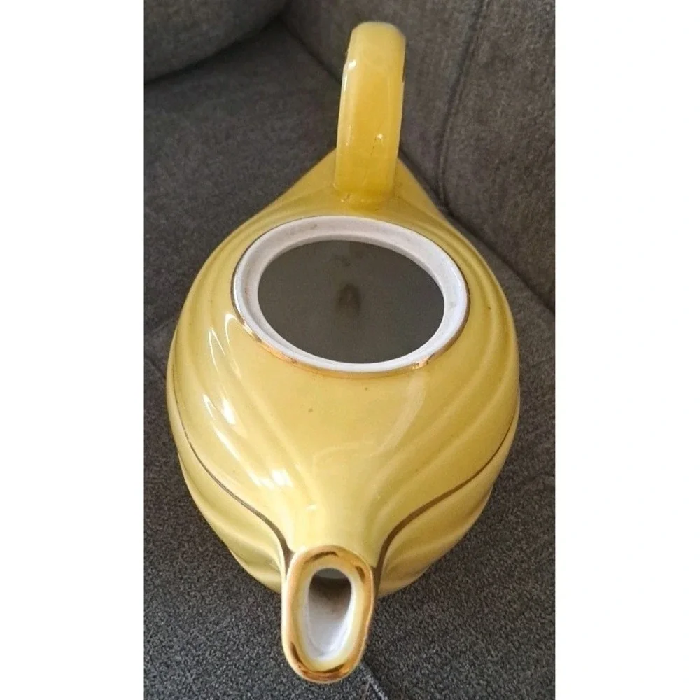 Vtg‎ Hall China 6 Cup Aladdin Genie Lamp Teapot Canary Yellow w/Gold Trim NO LID